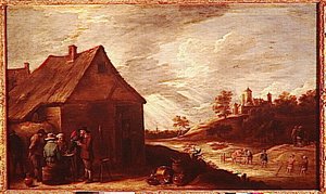 Cabaret Pres D'une Riviere Avec Des Pecheurs Au Filet — David Teniers Ii Le Jeune