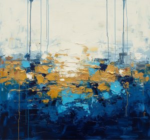 Celestial Horizon In Ochre And Midnight Blue: A Monumental Abstract Masterpiece — Christian Noiret