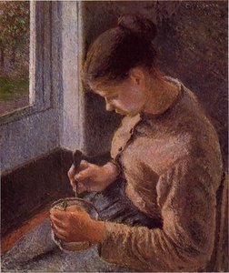 Frühstück, Junge Bäuerin Beim Trinken Ihres Kaffees. — Camille Pissarro