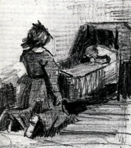 La Jeune Femme Agenouillée Devant Une Berceuse — Vincent Willem Van Gogh