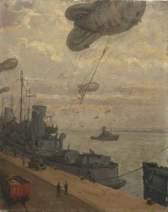 A Balloon Being Transferred To A Land Winch From A Barrage Balloon Vessel — Francis Edwin Hodge