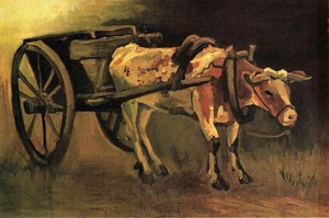 Cart With Red And White Ox — Vincent Willem Van Gogh