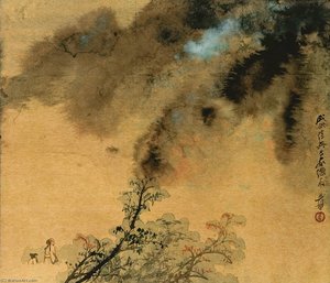 Strolling To The Autumn Mountain — Zhang Daqian