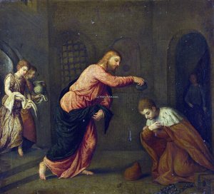 Christ Baptising Saint John Martyr — Paris Bordone