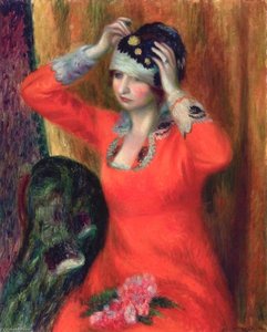La Jeune Fille En Robe Rouge Épinglant Son Chapeau — William James Glackens