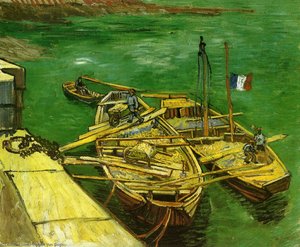 Puerto Con Hombres Descargando Embarcaciones — Vincent Willem Van Gogh