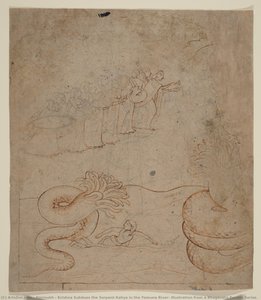 Krishna Subdues The Serpent Kaliya In The Yamuna River: Illustration From A Bhagavata Purana Series — Nainsukh