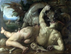 Two Followers Of Cadmus Devoured By A Dragon — Cornelis Cornelisz Van Haarlem