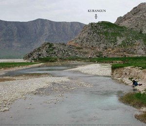 The Fahliyan River, Arrow Indicating The Location Of Kurangun Open-air Sanctuary — Javier Álvarez Mon