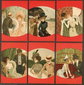 Couples Between Red Borders — Raphael Kirchner