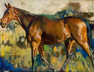 The Bay Horse, 'patrick', Bought In Dublin With Grey Mare — Sir Alfred James Munnings