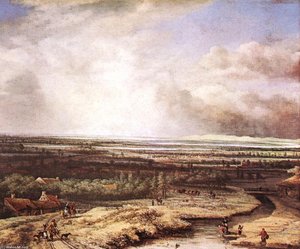 An Extensive Landscape With A Hawking Party — Philips De Koninck