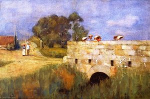 Fieldworkers Crossing A Bridge — George Henry