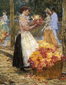 Woman Sellillng Flowers — Frederick Childe Hassam