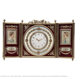 Table Clock With Portraits Of The Youngest Sons Of The Danish Prince Valdemar