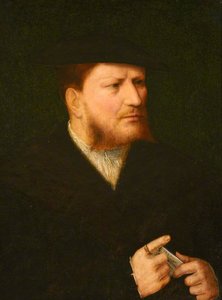 Portrait Of An Unknown Man In Black With A Letter — Joos Van Cleve