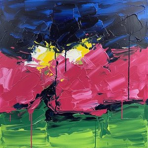 Fragmented Midnight: A Monumental Study Of Magenta Tension And Primal Light — Christian Noiret