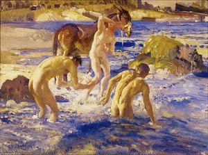 Anzacs Bathing In The Sea — George Washington Thomas Lambert