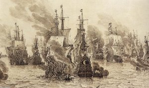 The Battle Of Livorno (detail) — Willem Van De Velde The Elder