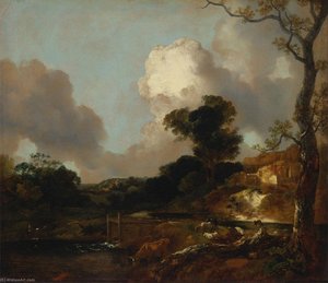 Landscape With Stream And Weir — Thomas Gainsborough
