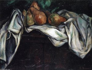 Still Life With Pears On A White Tablecloth — Émile Bernard
