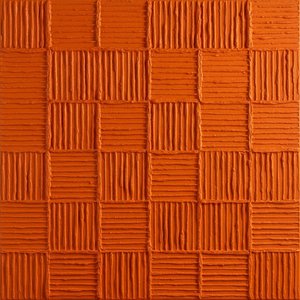 Monolithische Terracotta Ritmes: Een Sculpturale Studie In Tactiel Geometrisch Reliëf