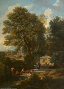 A Classical Landscape With Ladies Bathing Near A Fountain — Jan Frans Van Bloemen