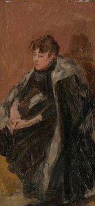 Seated Girl In A Fur Trimmed Cape With Crossed Hands — Beatrix Whistler
