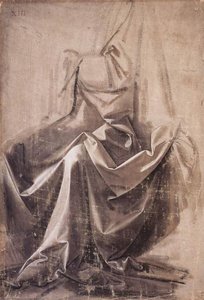 Oturmuş Bir Figür Için Kumaş Dökümü — Leonardo Da Vinci