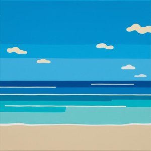 Serene Schichtungen Der Azurblauen Flut Und Minimalistische Küstenhorizonte