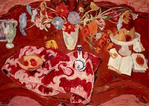 Flowers On A Sideboard — Sir William George Gillies