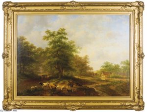 Peasants On A Wooded Country Road — Jan Evert Morel