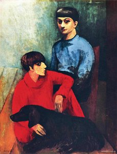 Self-portrait With His Wife Renee And Dog Kouski — Moïse Kisling