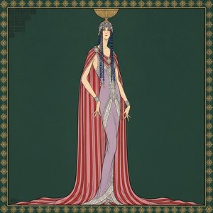 Cercle Doré Et Draperie Rayée En Vert Forêt