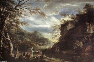 River Landscape With Apollo And The Cumean Sibyl — Salvator Rosa