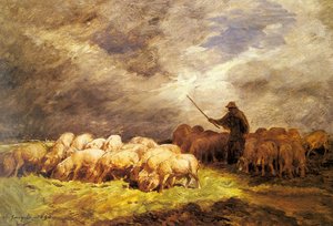 The Swineherd — Charles-émile Jacque