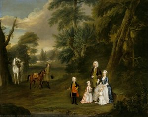 Outdoor Conversation Piece Of Thomas Hill (harwood) (1693–1782), And His First Family — Charles Philips