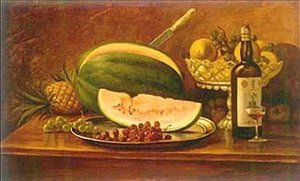 English Fruit And Wine On A Table Português Mesa Com Frutas E Vinho — Benedito Calixto
