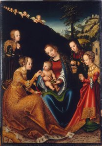 Il Matrimonio Mistico Di Santa Caterina D'alessandria Con Le Sante Dorotea, Margherita E Barbara — Luca Cranach Il Vecchio