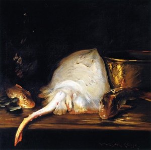 Fisk: Still Life (eller Still Life Med Fisk, En Skala) — William Merritt Chase