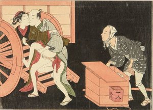 A Couple And Noodle Vendor In The Night — Suzuki Harunobu