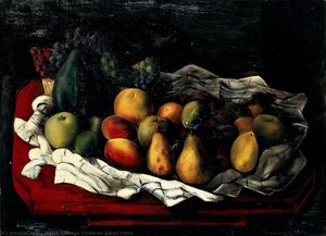 Fruits On A Red Table — Moïse Kisling