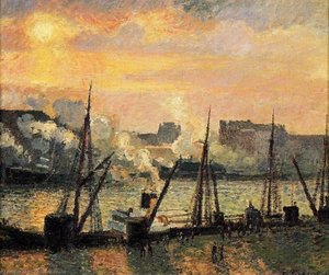 Koyu Rouen Limanı Gün Batımı — Camille Pissarro
