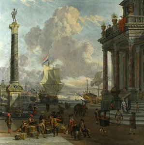 Southern Harbour Scene With Merchants — अब्राहम स्टॉर्क (स्टर्केनबर्च)