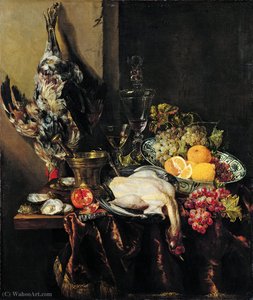 Still Life With Fruit And Bat Bird (ok.1651) (104 X 88.8) (dusseldorf, Museum Kunstpalast) — Abraham Hendricksz. Van Beyeren