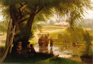Crossing The Stream — John George Brown