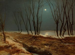 Landscape In Winter At Moonlight — Carl Blechen