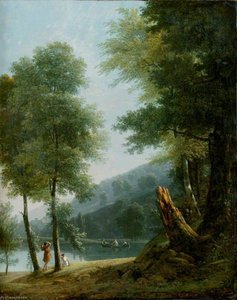 Landscape With Classical Figures On And Beside A Lake — Jean-victor Bertin