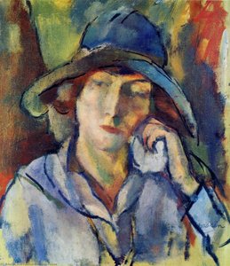 Hermine In A Blue Hat — Julius Mordecai Pincas