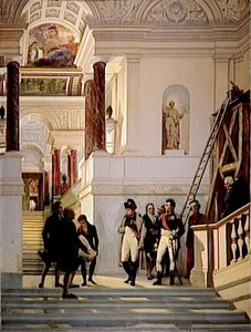 Napoleon Ier Visitant L'escalier Du Musee Du Louvre Sous La Conduite Des Architectes Percier Et Fontaine